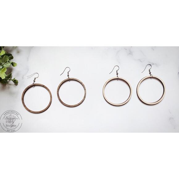 Wood Hoop Earrings - Picture 2 of 4